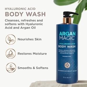 Argan Magic Hyaluronic Acid Body Wash - Cleanses, Refreshes & Softens  32 fl oz